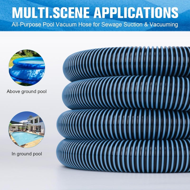 GUEQUITLEX Pool Vacuum Hose With Swivel Cuff 1-1/2" Diameter 18FT Flexible Heavy Duty Pool Vacuum Cleaning Hose Perfect for Above&In Ground Swimming Pool - Image 4